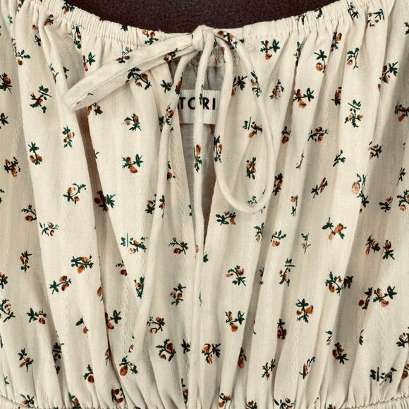 Storia Floral Cottagecore Dress Womens Large Cream Maxi Milkmaid Croquette - Picture 5 of 12